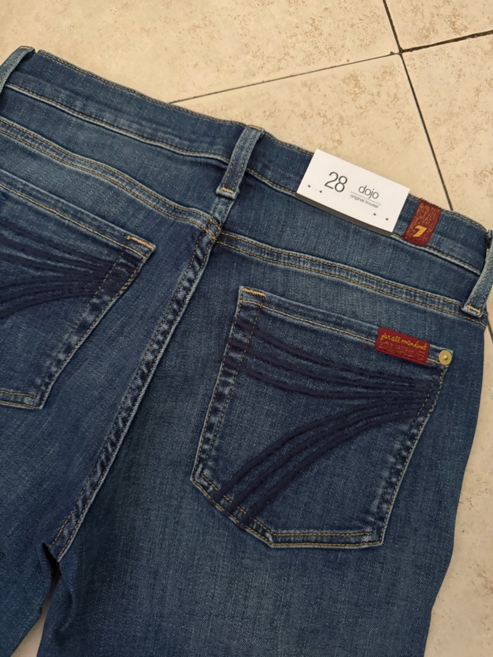 7 For All Mankind Dark Indigo Jeans with Gold Hardware